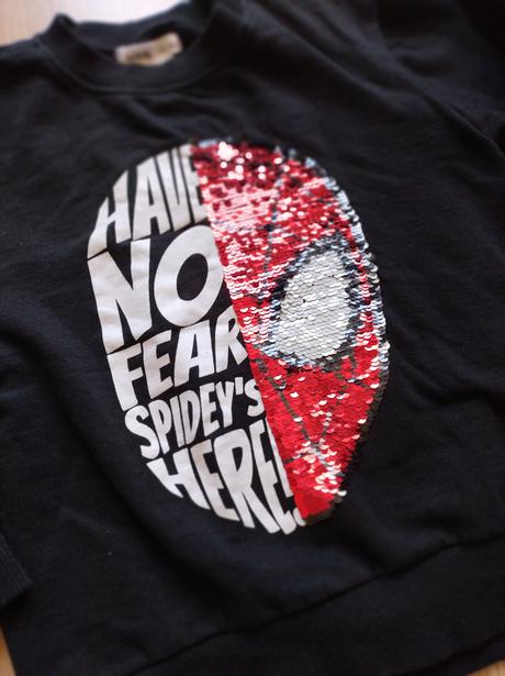 Mikina s flitrovaným obrázkom - spiderman, sinsay,128