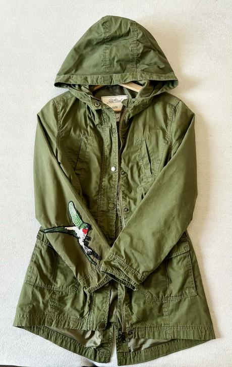 Olivová parka s kolibríkom, takko,xs