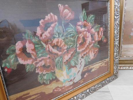 Obrazy vyšívané krížiková výšivka -v drevenom ráme, 