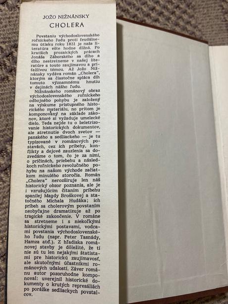 Stará retro kniha jožo nižnánský  cholera 1958, 
