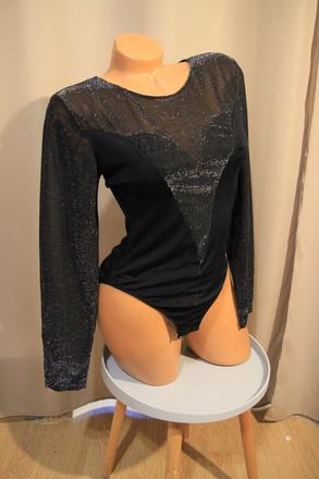 Čierno strieborný bavlnený elegantný body, l, l