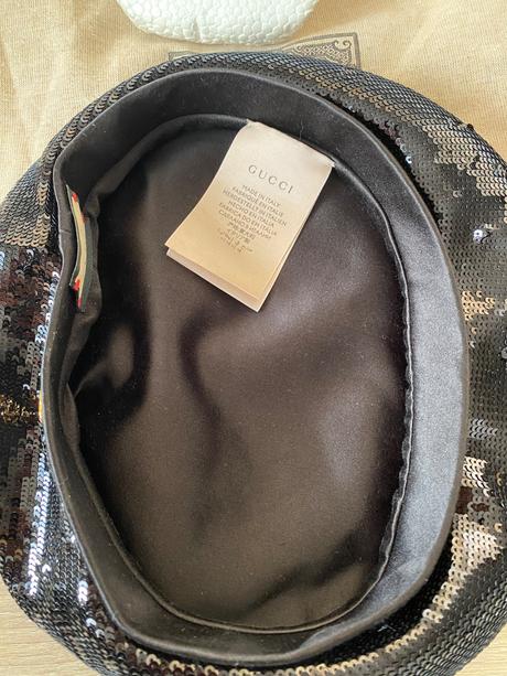Gucci gg sequin beret in black, louis vuitton