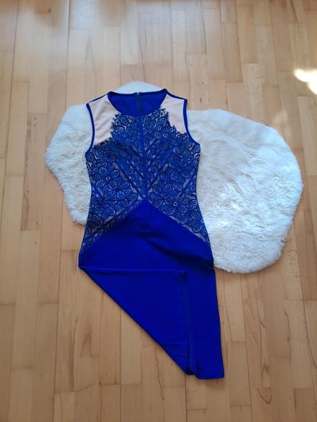 Kráľovské modré spoločenské šaty, s