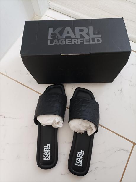 Kožené čierne šľapky karl lagerfeld 40, karl lagerfeld,40