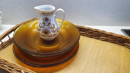 Jedálenská súprava dymove sklo,