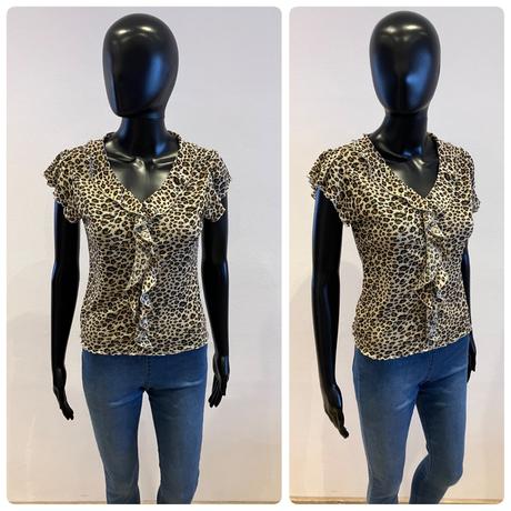 Dámska blúzka s leopardím vzorom a fodričkami, s