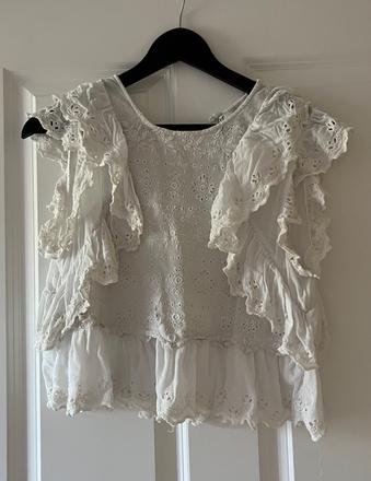 Biely top s volánmi, zara, m/38, zara,m