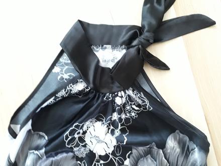 Elegantná satenova blúzka top čierno-biela, 36