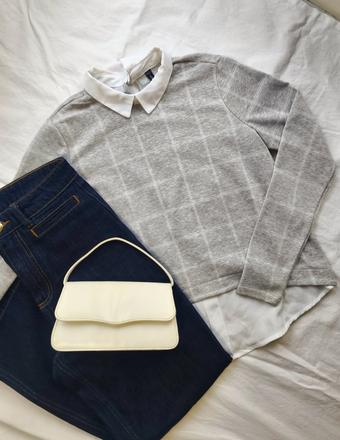 Elegantný sveter s košeľou, xs