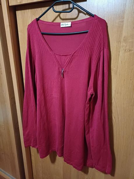 Dámsky červený pulóver ulla popken xxxl, xxxl