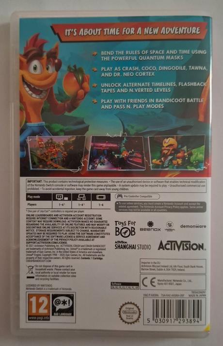 Nintendo switch hra crash bandicoot, 
