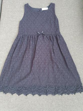 Tmavomodré čipkové šaty, h&m,134
