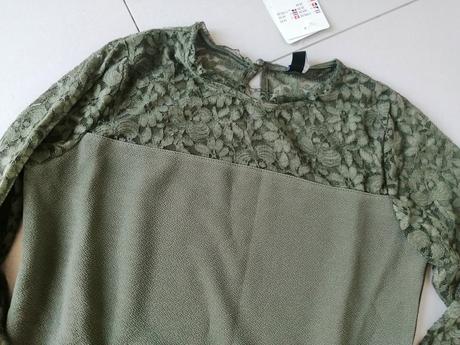 Dámske olivové tričko s čipkou, takko,s