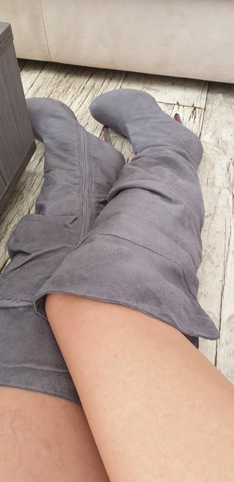 Semišové prechodné čižmičky nad kolená, 37