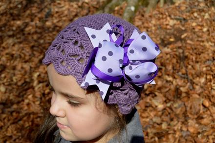 Háčkovaná čiapočka s mašličkou, 50 - 158