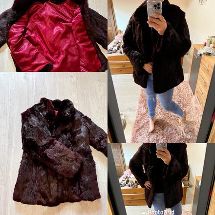 Burgundy luxusny zimny kozuch-kabat, xl
