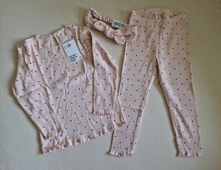 Rebrovaná bavlnená súprava h&m, h&m,98