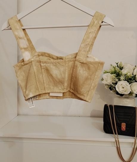 Rifľový korzetový top bershka push-up strih, bershka,36 / s