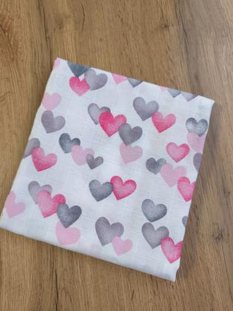 Bavlnená plienka ružové srdiečka, 