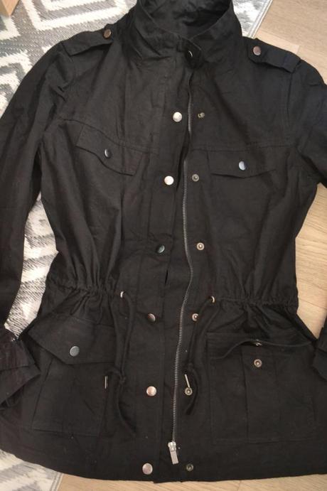 Dlhšia bavlna bunda so sťahovačkou vačkami s/m, m