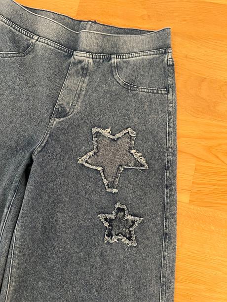 Široké elasticke riflove nohavice, h&m,158