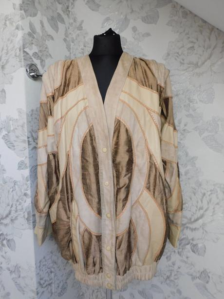 Luxusna vintage kožena/hodvabna bunda, 38