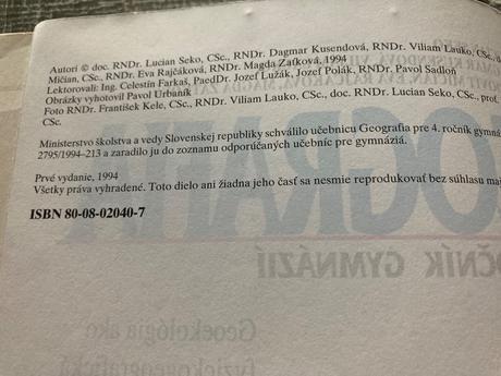 Geografia pre 4.ročník gymnázií (1994), 
