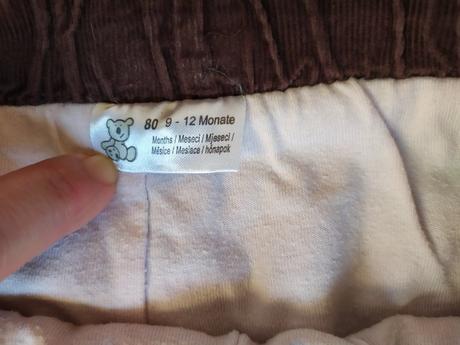 Zateplené menčestrové nohavice veľ. 74/80, 80