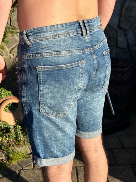 Pánske rifľové kraťasy, xl