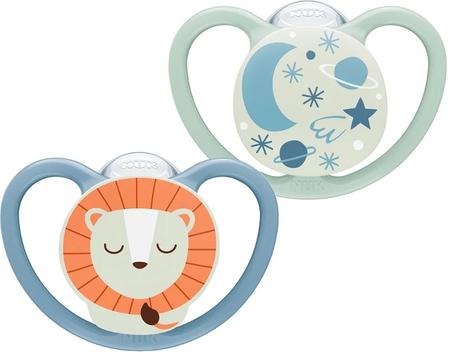 Nuk silikónový cumlík space night chlapec 0-6m, 2k, nuk