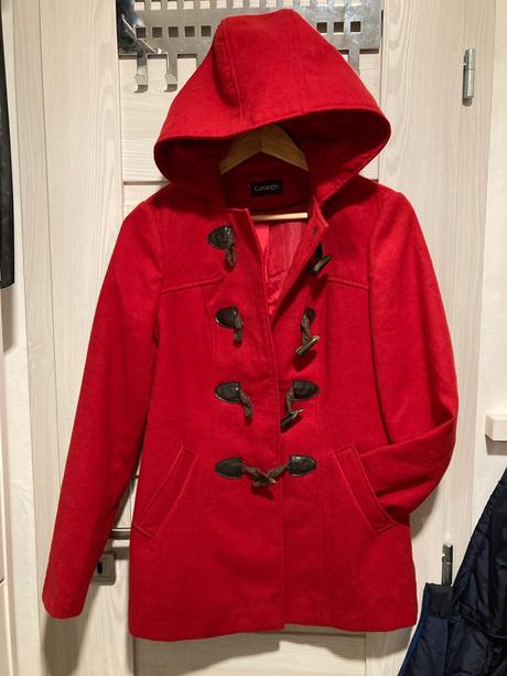 Červený flaušový kabát, george,38