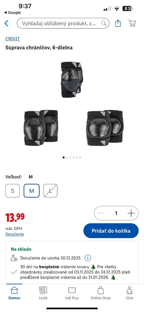 Crivit 6-dielna suprava chráničov vel. m, m