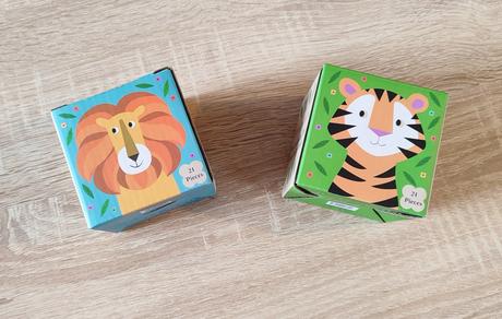 2ks puzzle krabičky tiger a lev, 