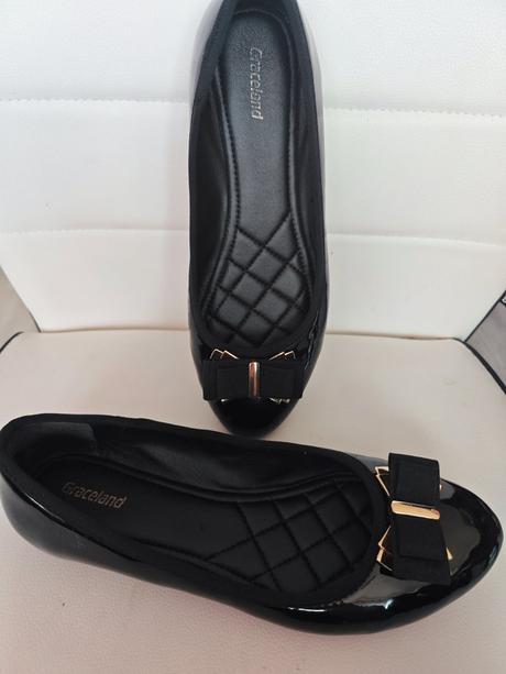 Čierne lakované balerinky, 38