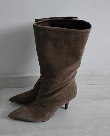 Čižmy z brusenej kože, zara, zara,37