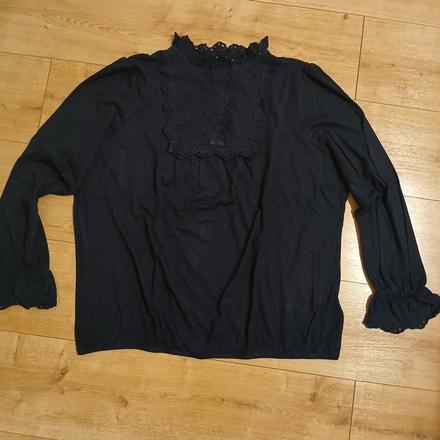 Tmavomodré elegantné tričko/blúzka s krajkou, tchibo,46