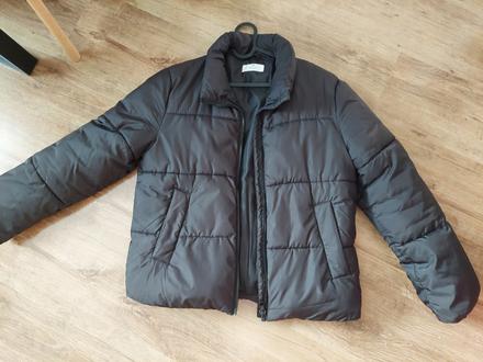 Cierna zimna bunda s kapucnou, h&m,170