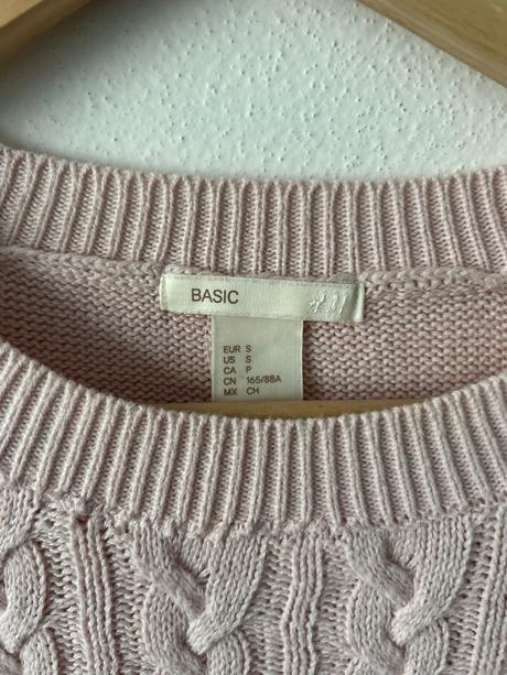 H&m ružový pletený sveter, h&m,s