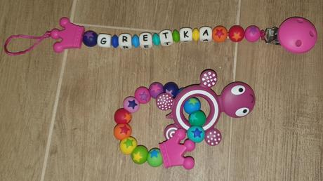 Gumenná hračka+retiazka na cumeľ gretka, 