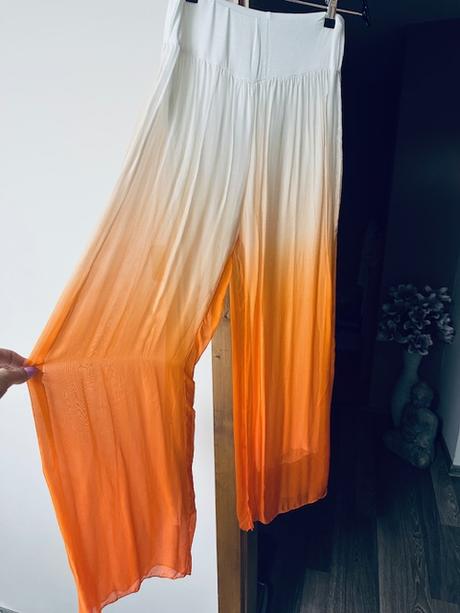 Letný nohavicový komplet bielo oranžový, 