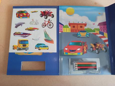 Racing vehicles - stencil activity book,