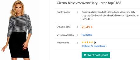 Peekaboo čierno-biele vzorované šaty + crop top, 38 - xl