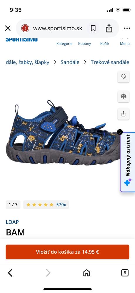 Chlapčenské otvorené tenisky/ sandále, loap,24