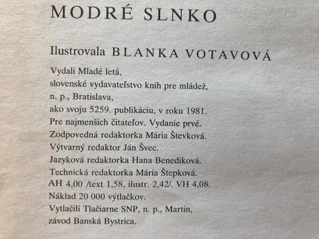Modré slnko-prvé vyd.1981, 