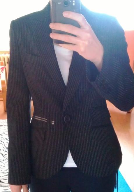 Dámsky kostým čierny s bielym pásikom, topshop,36