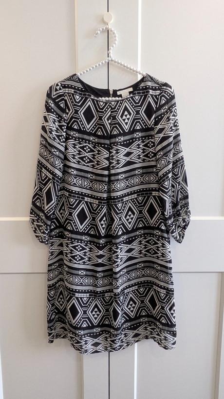 Ľahké čiernobiele vzorované šaty h&m, h&m,xs