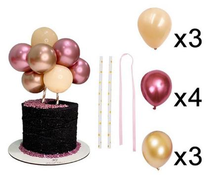 Tortový zápich balóniky staroružová -skladom,tz-29,