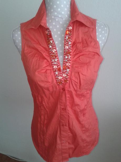 Sexi koralová blúzka s gorálikovým lemom calliope, calliope,38