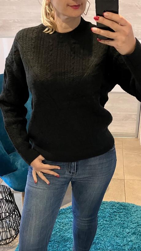 Sveter zo vzorovaného úpletu čierny (uni), l / m / s / xl