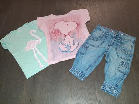 Krásne tričká a capri letné rifle 3-5r., reserved,104